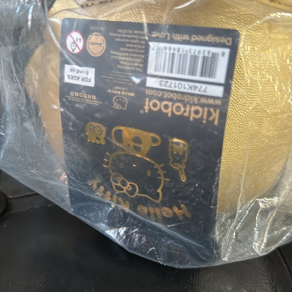 New Hello Kitty Black & Gold Collectors Plush Pleather Stuffed Toy By Kidrobot - Picture 7 of 10